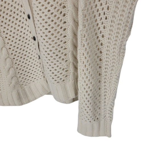 Oats Cashmere Women's Chunky Cable Knit Button Close V-neck Cardigan Size XS - Picture 8 of 10